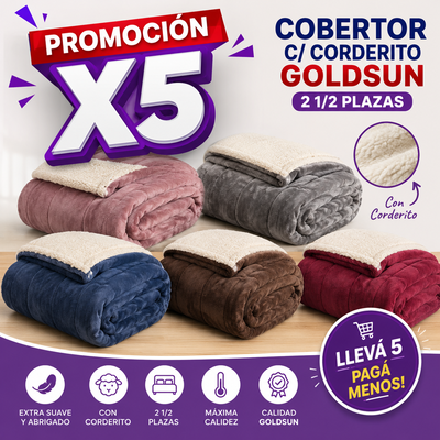 PROMOCIÓN X 5 COBERTOR C/  CORDERITO GOLDSUN 2 1/2 