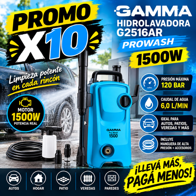 PROMO X 10 HIDROLAVADORA GAMMA G2516AR PROWASH 1500W