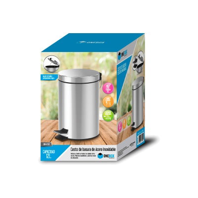 CESTO DE BASURA ONEBOX ACERO INOXIDABLE 12 LTS OB-C12
