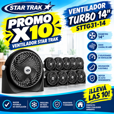 PROMO X 10 VENTILADOR STAR TRAK TURBO 14" STTG31-14