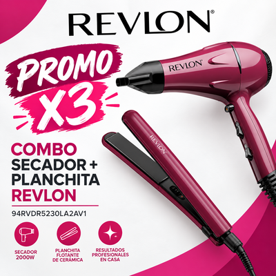 PROMO X 3 COMBO SECADOR + PLANCHITA REVLON 94RVDR5230LA2AV1