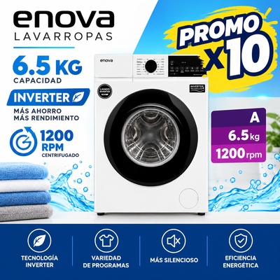 PROMO X 10 LAVARROPAS ENOVA 6.5 KG INVERTER 1200 RPM LE06F12-BL