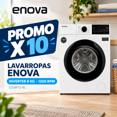 PROMO X 10 LAVARROPAS ENOVA INVERTER 8 KG 1200 RPM LE08F12-BL