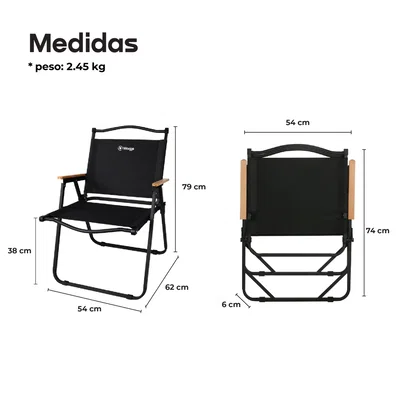REPOSERA SILLA PLEGABLE WAGGS NEGRA TELA OXFORD 600D REPO02N