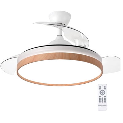 VENTILADOR DE TECHO RETRÁCTIL BLANCO/MADERA NOVOHOME NH-VTR600