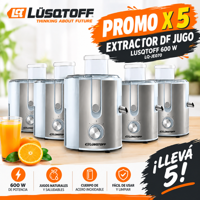 PROMO X 5 EXTRACTOR DE JUGO LUSQTOFF 600 W LQ-JE070