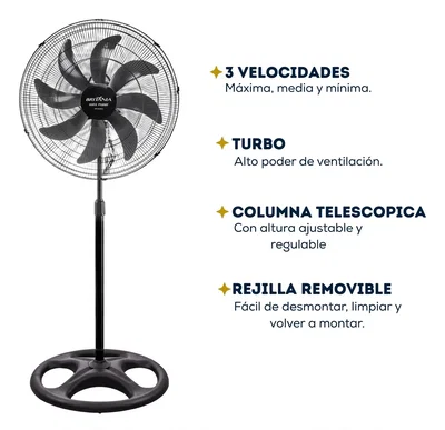 VENTILADOR DE PIE BRITANIA MAXX FORCE 24" 215W