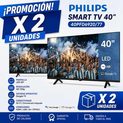 PROMOCIÓN X 2 SMART TV PHILIPS 40" 40PFD6920/77