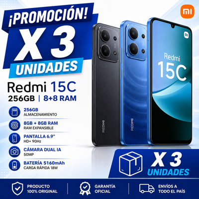 PROMOCIÓN X 3 REDMI 15C 256GB 8+8 RAM