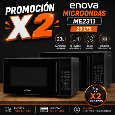 PROMOCIÓN X 2 MICROONDAS ENOVA 23 LTS ME2311