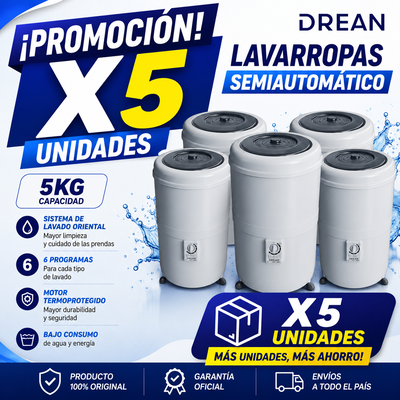 PROMOCIÓN X 5 LAVARROPAS DREAN LRDR56SB 5KG