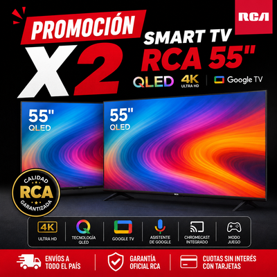 PROMOCIÓN X 2 SMART TV RCA 55" QLED QL55TH300 4K GOOGLE TV