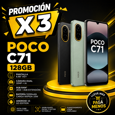 PROMOCIÓN X 3 POCO C71 128GB