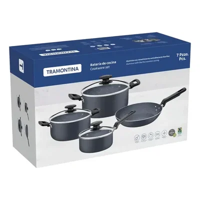 BATERIA DE COCINA TRAMONTINA 7 PIEZAS AZUL MOD. LINZ