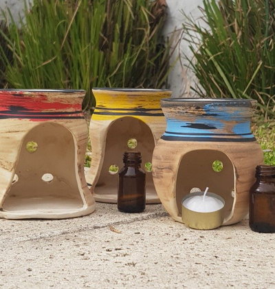 HORNITO A VELA CERAMICA OXIDO 11 CM