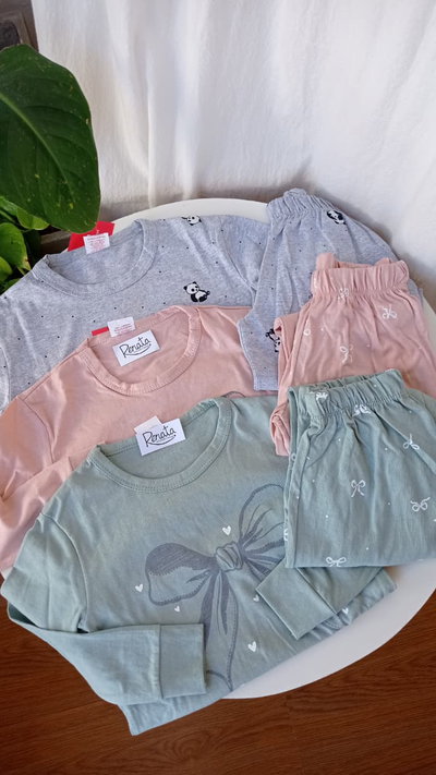 Pijama de Algodón Niñas - Moños & Pandas