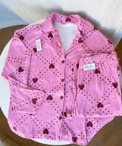 Pijama camisero corazones