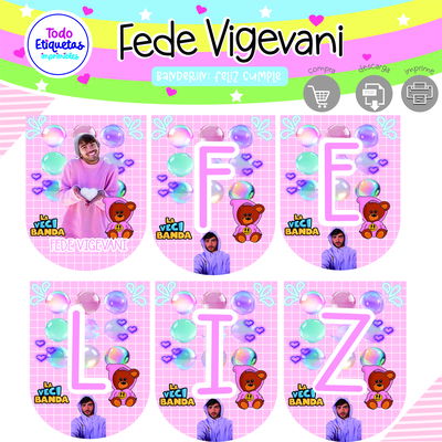 Kit Imprimible Fede Vigevani Rosa