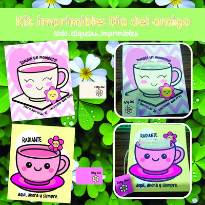 4 Tarjetas  tacita de Te cute