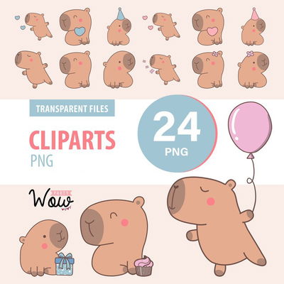 Mega Kit Capibara clipart + imagenes png