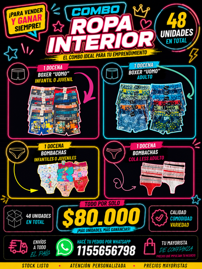 "ROPA INTERIOR" 48 unidades x $80.000