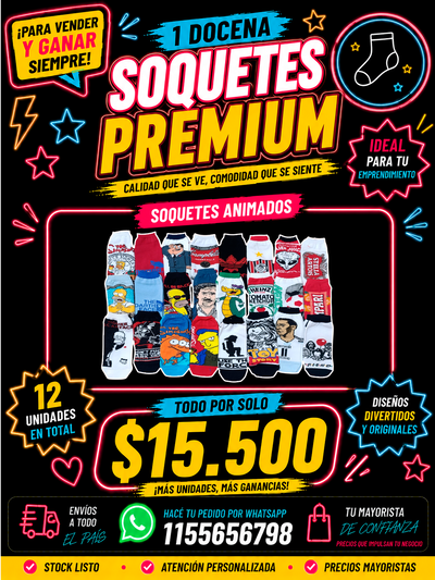 DOCENA SOQUETES ANIMADOS $15.500