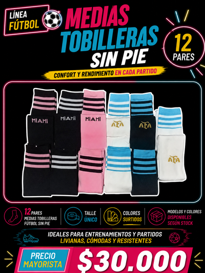 Medias futboleras TOBILLERAS sin pie