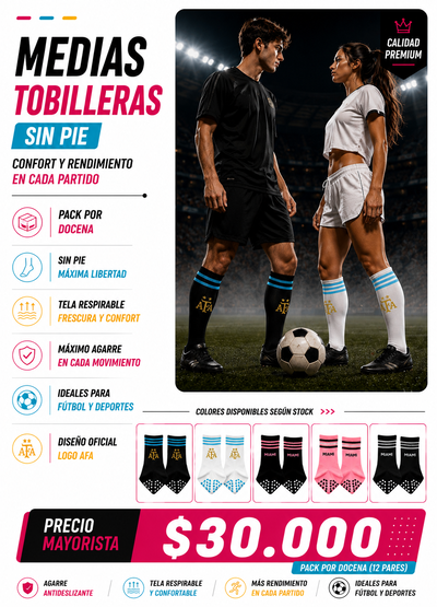 Medias futboleras TOBILLERAS sin pie