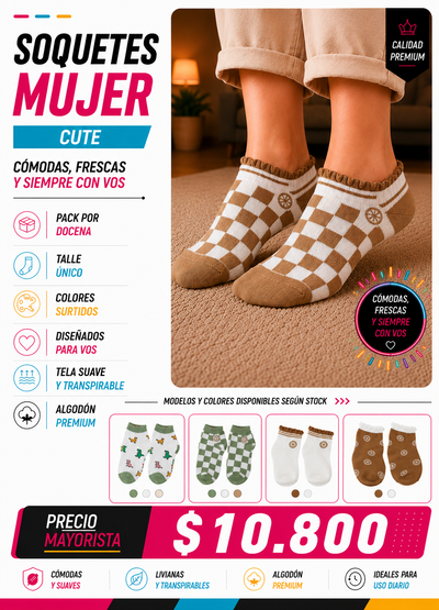 SOQUETES CUTE - Modelos disponibles segun stock