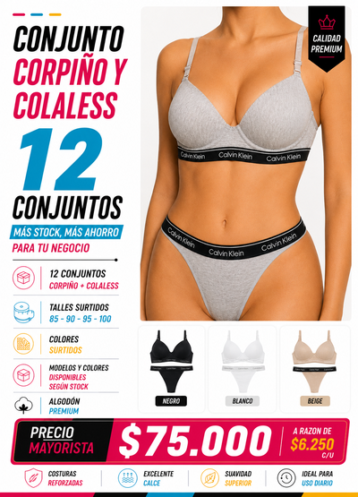 Conjunto corpiño y colaless de marca