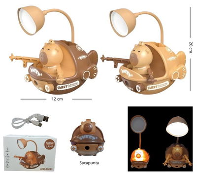 Velador led capybara en avion