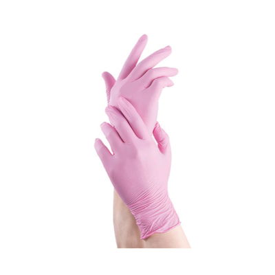GUANTES DE NITRILO ROSA X 50 PAR TALLE M