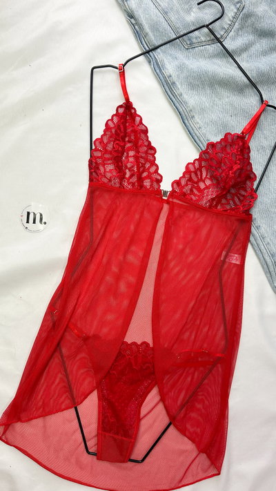 Set Babydoll Mercy Rojo