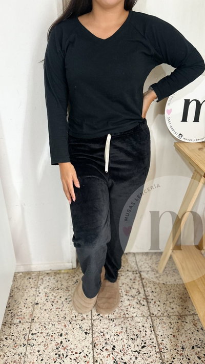 Pants polar negro liso