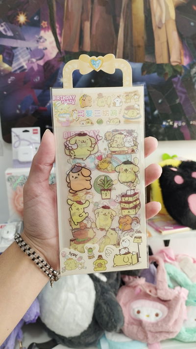 Pack de 3 planchas de stickers de Pompompurin - Sanrio 