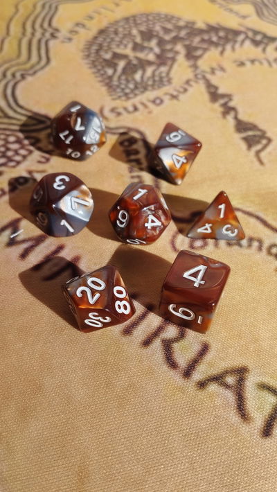 Set de 7 dados de rol marrón 