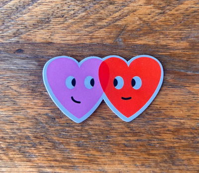 Corazón rojo y rosa