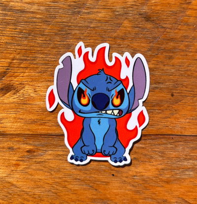 Stitch prendido fuego 