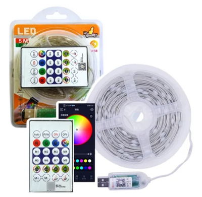 TIRA DE LUZ LED MULTICOLOR 5 METROS, USB CON CONTROL
