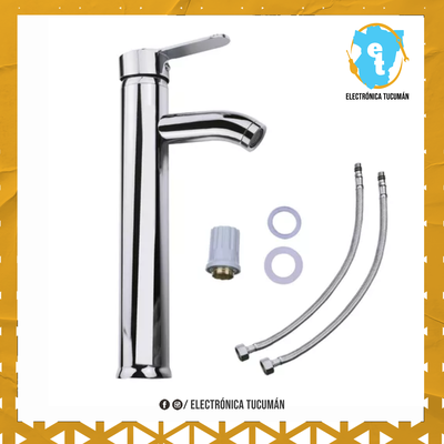 Griferia De Baño Vanitory canilla Monocomando Lavatorio Alta Acabado Cromado Plateado