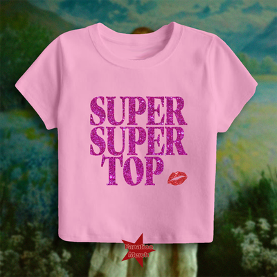 Baby Tee - SUPER SUPER TOP 💋 (glitter) PREVENTA