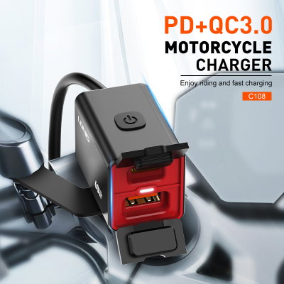 CARGADOR DE MOTO C108 60W USB C + QC3.0 + CABLE USB 30CM IPX6