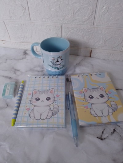 Combo gatito celeste 
