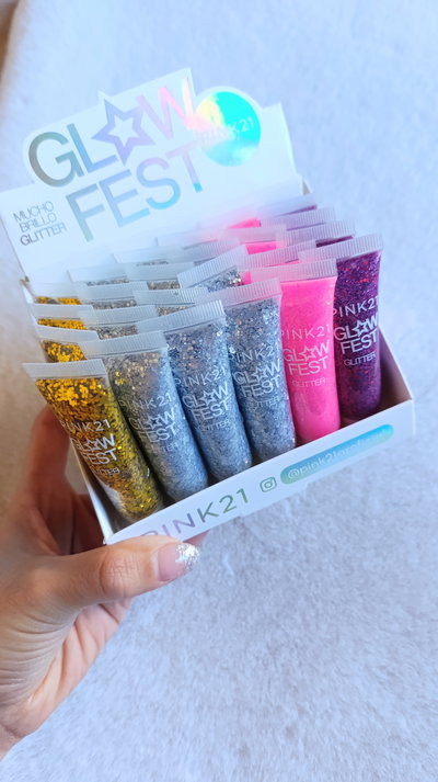 Caja de 24 Glitters en gel Pink 21 