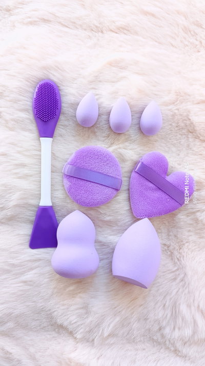 Set esponjas, aplicador y espátula x1