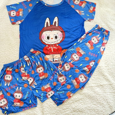 PIJAMA 3 PIEZAS ADULTO IMPORTADO  LABUBU AZUL UNISEX