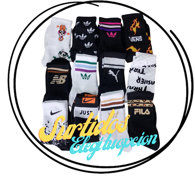 Docena de medias 3/4 bordadas premium