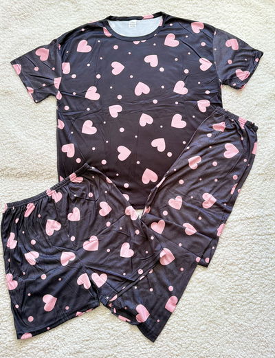 PIJAMA 3 PIEZAS ADULTO IMPORTADO CORAZONES