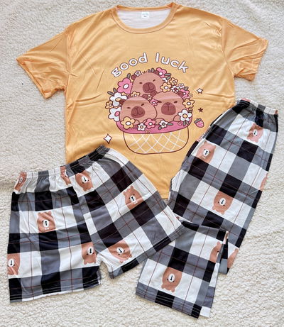 PIJAMA 3 PIEZAS ADULTO IMPORTADO  CAPIBARA 