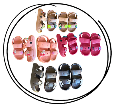 Pack x6 o x12 Sandalia niños T. 20/35 importada pines personajes